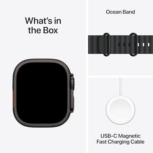 Apple Watch Ultra 3 [GPS + Cellular 1.929 in] Reloj inteligente para correr y multideporte con funda de titanio resistente con banda Black Ocean. Comunicaciones satelitales, seguimiento avanzado de