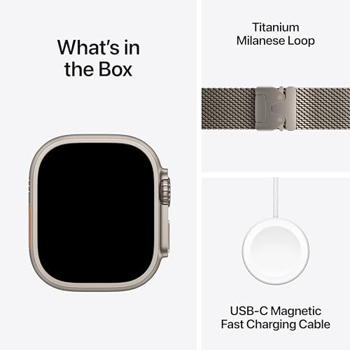 Apple Watch Ultra 3  GPS   Cellular 49mm  Running & Multisport Smartwatch w/Rugged Titanium Case w/Natural Titanium Milanese Loop   L  Satellite Communications  Advanced Health & Fitness Tracking