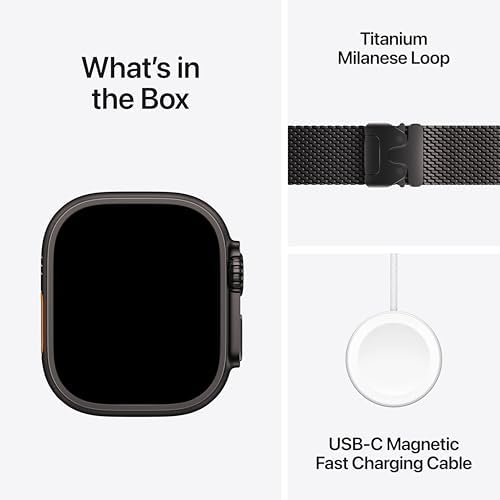 Apple Watch Ultra 3  GPS   Cellular 49mm  Running & Multisport Smartwatch w/Rugged Titanium Case w/Black Titanium Milanese Loop   L  Satellite Communications  Advanced Health & Fitness Tracking