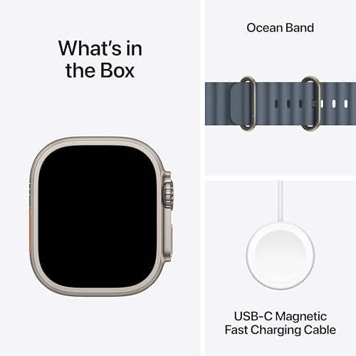 Apple Watch Ultra 3  GPS   Cellular 49mm  Running & Multisport Smartwatch w/Rugged Titanium Case w/Anchor Blue Ocean Band  Satellite Communications  Advanced Health & Fitness Tracking