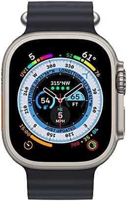 Apple Watch Ultra  GPS   Cellular 49mm  Titanium Case with Midnight Ocean Band  One Size  Renewed 