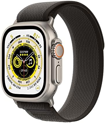 Apple Watch Ultra  GPS   Cellular 49mm  Titanium Case with Midnight Ocean Band  One Size  Renewed 