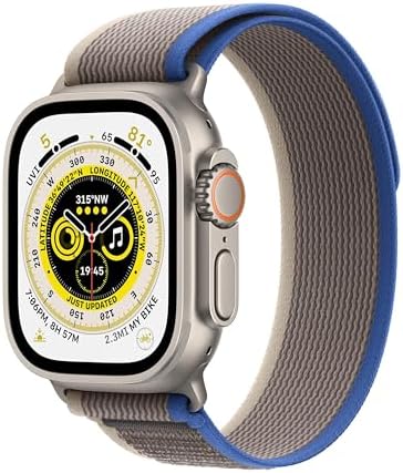 Apple Watch Ultra  GPS   Cellular 49mm  Titanium Case with Midnight Ocean Band  One Size  Renewed 