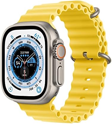 Apple Watch Ultra  GPS   Cellular 49mm  Titanium Case with Yellow Ocean Band  One Size  Renewed