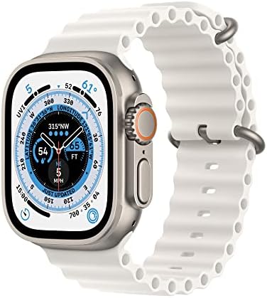 Apple Watch Ultra  GPS   Cellular 49mm  Titanium Case with Midnight Ocean Band  One Size  Renewed 