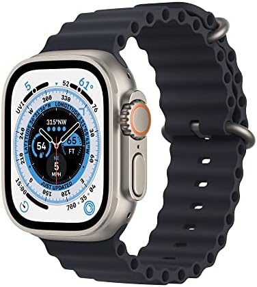 Apple Watch Ultra  GPS   Cellular 49mm  Titanium Case with Midnight Ocean Band  One Size  Renewed 