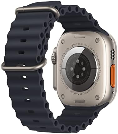 Apple Watch Ultra  GPS   Cellular 49mm  Titanium Case with Midnight Ocean Band  One Size  Renewed 
