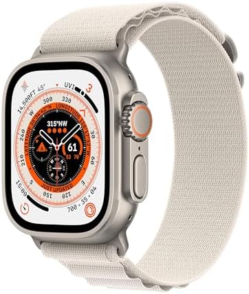 Apple Watch Ultra  GPS   Cellular 49mm  Titanium Case with Midnight Ocean Band  One Size  Renewed 
