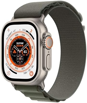 Apple Watch Ultra  GPS   Cellular 49mm  Titanium Case with Midnight Ocean Band  One Size  Renewed 