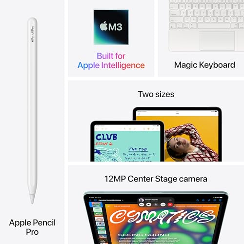 Apple iPad Air 11 inch with M3 chip Built for Apple Intelligence  Liquid Retina Display  128GB  12MP Front/Back Camera  Wi Fi 6E  Touch ID  All Day Battery Life   Space Gray