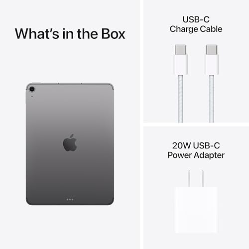 Apple iPad Air de 11 pulgadas con chip M3 construido para Apple Intelligence, pantalla de retina líquida, 128 GB, cámara frontal/trasera de 12 MP, Wi-Fi 6E + 5G celular, Touch ID, duración de la