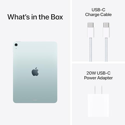 Apple iPad Air de 11 pulgadas (M4): pantalla de retina líquida, 128 GB, cámara frontal/trasera de 12 MP, Wi-Fi 7 con Apple N1, Touch ID, duración de la batería durante todo el día, color azul