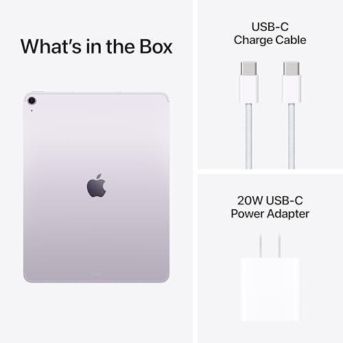 Apple iPad Air 13 inch with M3 chip Built for Apple Intelligence  Liquid Retina Display  128GB  12MP Front/Back Camera  Wi Fi 6E   5G Cellular  Touch ID  All Day Battery Life   Purple