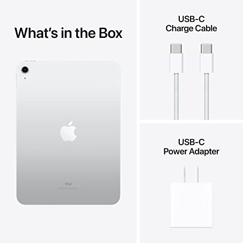 Apple iPad  10th Generation   with A14 Bionic chip  10 9 inch Liquid Retina Display  64GB  Wi Fi 6  12MP front/12MP Back Camera  Touch ID  All Day Battery Life   Silver