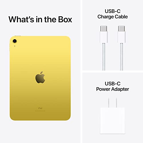 Apple iPad  10th Generation   with A14 Bionic chip  10 9 inch Liquid Retina Display  64GB  Wi Fi 6  12MP front/12MP Back Camera  Touch ID  All Day Battery Life   Yellow
