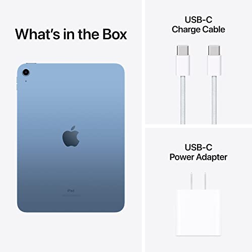Apple iPad  10th Generation   with A14 Bionic chip  10 9 inch Liquid Retina Display  256GB  Wi Fi 6  12MP front/12MP Back Camera  Touch ID  All Day Battery Life   Blue