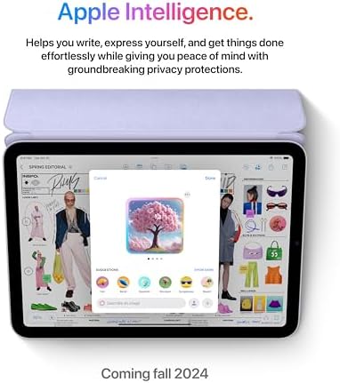 Apple iPad mini (A17 Pro): Apple Intelligence, pantalla de retina líquida de 8.3 pulgadas, 128 GB, Wi-Fi 6E, cámara frontal de 12 MP/trasera de 12 MP, Touch ID, duración de la batería durante todo el