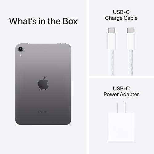 Apple iPad mini  A17 Pro   Apple Intelligence  8 3 inch Liquid Retina Display  128GB  Wi Fi 6E  12MP Front/12MP Back Camera  Touch ID  All Day Battery Life   Space Gray