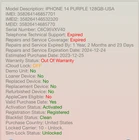 Apple iPhone 14 128 GB Purple Unlocked Verizon AT&T metro T Mobile #A34