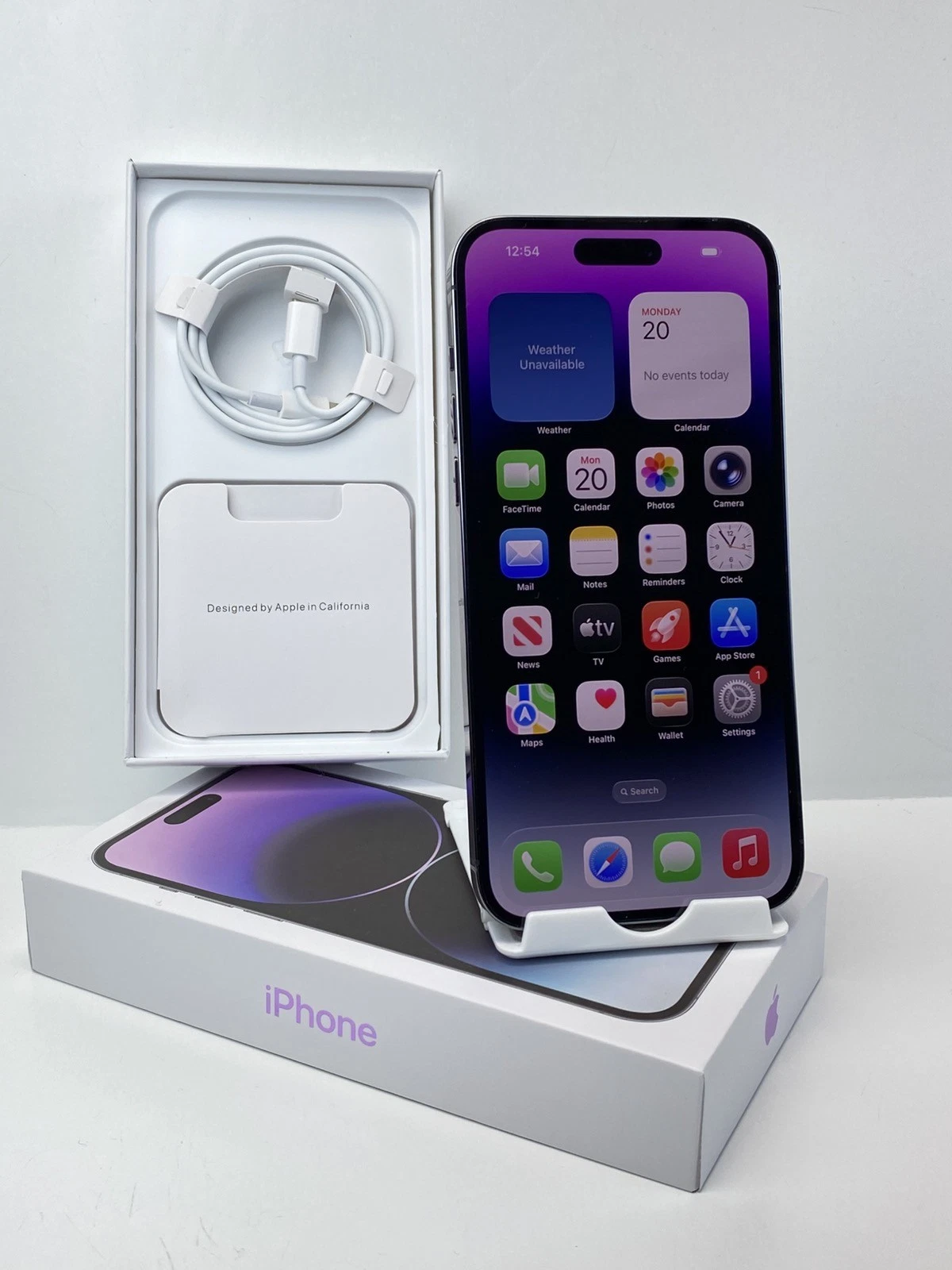 Apple iPhone 14 Pro Max A2651 128GB Purple  100  battery health Factory Unlocked