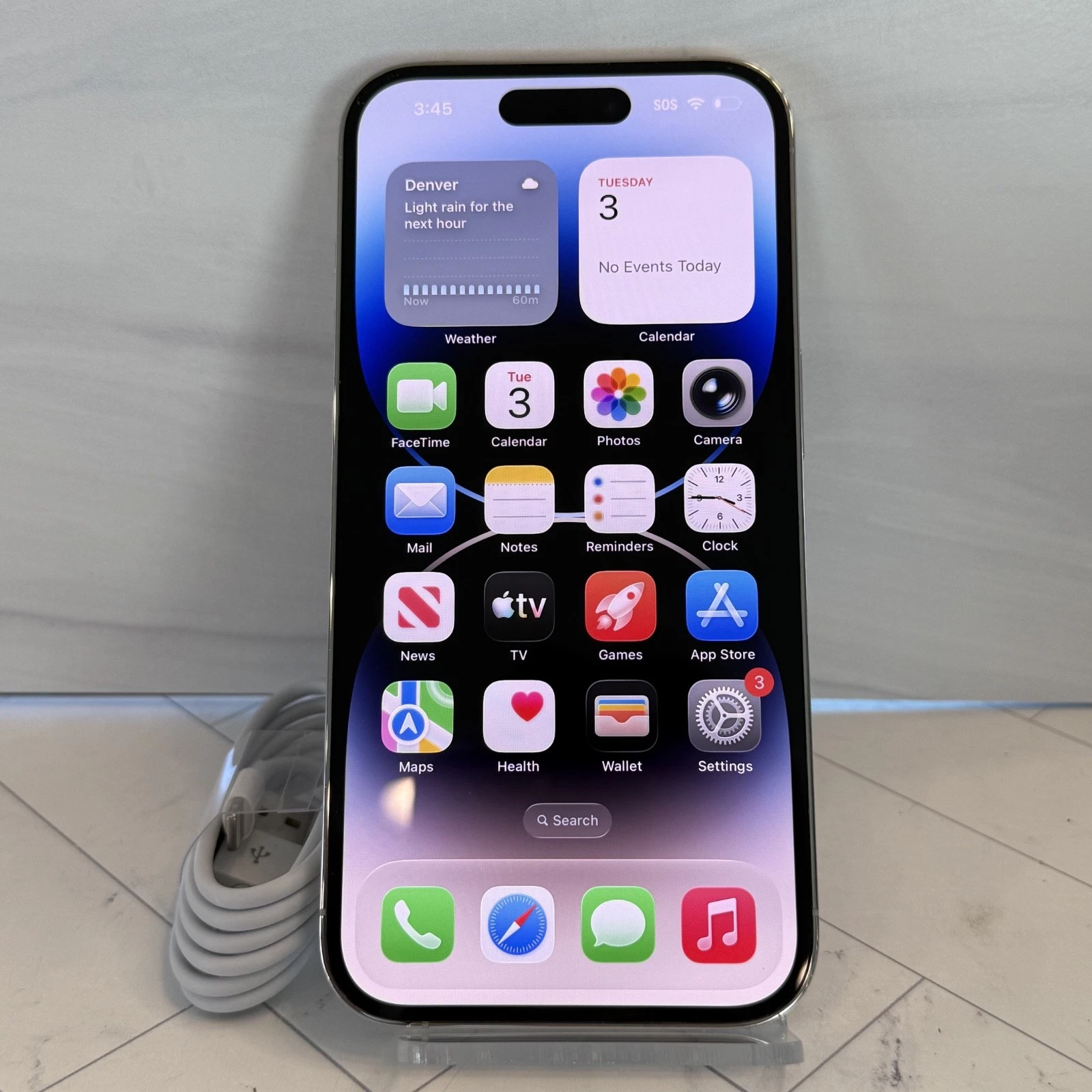 Apple iPhone 14 Pro 128GB Silver Unlocked Verizon AT&T T Mobile A2650 #H83