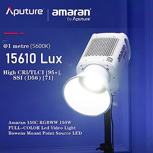Aputure Amaran 150c COB Video Light RGBWW 150W 2 500K to 7 500K CCT with G/M Adjustment 15 610 lux   1m with Hyper Reflector APP Control  White 