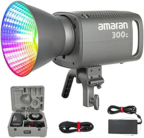 Aputure Amaran 300c RGB COB Video Light Bowen Mount 2 500K to 7 500K CCT with G/M Adjustment 26 580 lux   1m with Hyper Reflector Support APP Control