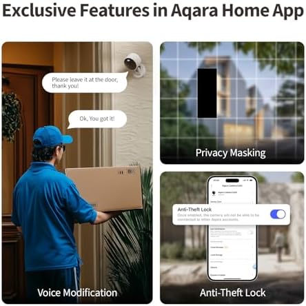 Aqara G100  2K Indoor/Outdoor Security Camera  HomeKit Secure Video  2 Way Audio  Spotlight Color/IR Night Vision  AI Detection  140  FOV  Wi Fi 6  Supports HomeKit  Alexa  Google and IFTTT  Black