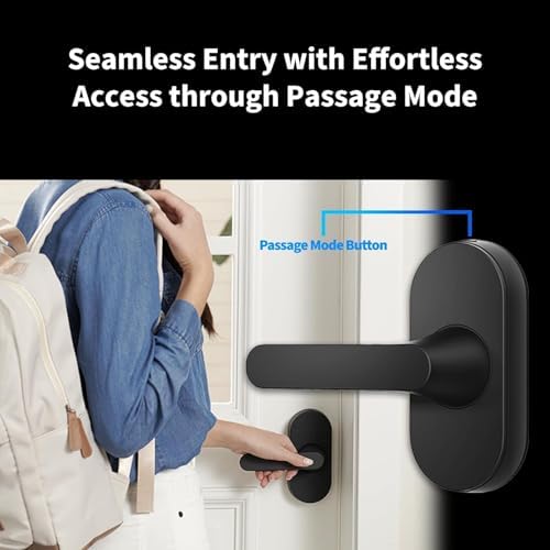 Aqara Smart Lock U300 Upgraded Version  Fingerprint Keyless Entry Door Lock with Handle  Matter Over Thread  Apple Home Keys  Touchscreen Keypad  Smart Lever Lock Supports Homekit Alexa Google  Black