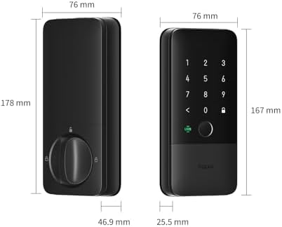 Aqara UWB Smart Lock U400, Matter Over Thread, llave de Apple Home, cerrojo de entrada sin llave de huellas dactilares, teclado de pantalla táctil, batería recargable, compatible con HomeKit, Alexa, Google, Home Assistant, negro
