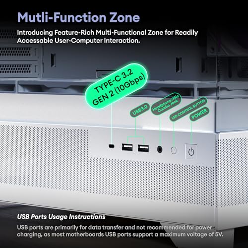 Aqua 7 Pre Installed 6 120mm PWM ARGB Fan ATX Mid Tower PC Case Computer case with Panoramic View Tempered Glass Front & Side Panel Type C Port Gaming PC Case Black