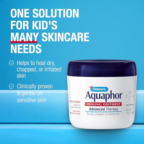 Aquaphor Childrens Advanced Therapy Healing Ointment  41  Petrolatum Skin Protectant Ointment for Minor Wound Care  Chapped or Cracked Skin and Lips  14 Oz Jar