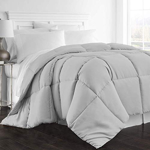 Archu Sheets 1 Pc Comforter 100  Egyptian Cotton  600 Thread Count 200 GSM Fiber Fill   Olympic Queen Silver Grey Solid