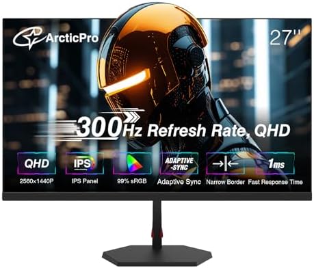 ArcticPro 24inch Gaming Monitor 200Hz 180Hz  FHD 1080p  IPS Panel  1ms Response Time  Adaptive sync  PC Computer Monitor  3 Sided Frameless  Ultra Slim  Bluelight Filter  DP 1  HDMI 1
