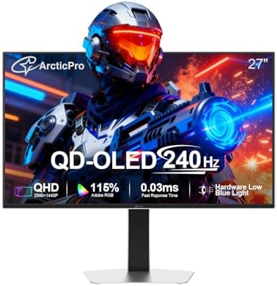 ArcticPro 27inch Computer Monitor  FHD 1080p  144Hz Office and Gaming Monitor  IPS  Adaptive Sync  110  sRGB  1ms  3 Sided Frameless  Ultra Slim  VESA Mountable  Anti Blue Light Design  HDMI  DP