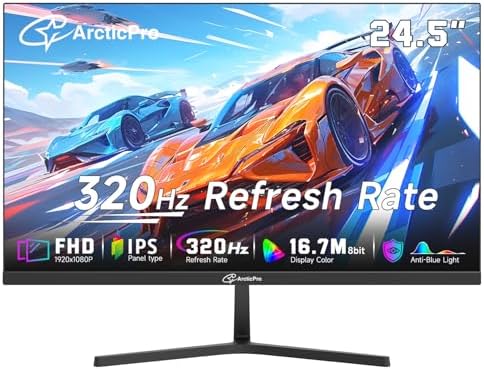 ArcticPro 27inch Gaming Monitor 300Hz  QHD 2560   1440p  IPS  1ms Response Time  Adaptive sync  3 Sided Frameless  Anti Blue Light  Ultra Slim  132  sRGB  with DP Cable up to 300Hz  DP 2  HDMI 2