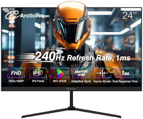 ArcticPro 27inch Gaming Monitor 300Hz  QHD 2560   1440p  IPS  1ms Response Time  Adaptive sync  3 Sided Frameless  Anti Blue Light  Ultra Slim  132  sRGB  with DP Cable up to 300Hz  DP 2  HDMI 2