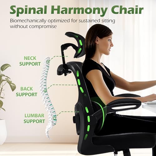 AreShark Office Chair Ergonomic Desk Chairs with Adjustable Lumbar Support& Headrest Hanger  High Back Breathable Mesh Chair with Wheels  Rolling Swivel Comfy Task Computer Chair for Home Work Gaming