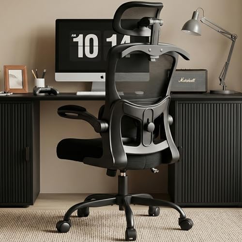 AreShark Office Chair Ergonomic Desk Chairs with Adjustable Lumbar Support& Headrest Hanger  High Back Breathable Mesh Chair with Wheels  Rolling Swivel Comfy Task Computer Chair for Home Work Gaming