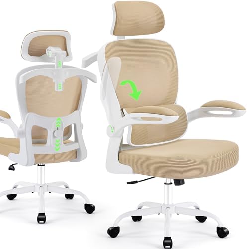 AreShark Office Chair Ergonomic Desk Chairs with Adjustable Lumbar Support& Headrest Hanger  High Back Breathable Mesh Chair with Wheels  Rolling Swivel Comfy Task Computer Chair for Home Work Gaming