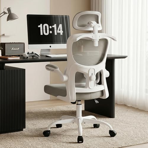 AreShark Office Chair Ergonomic Desk Chairs with Adjustable Lumbar Support& Headrest Hanger  High Back Breathable Mesh Chair with Wheels  Rolling Swivel Comfy Task Computer Chair for Home Work Gaming