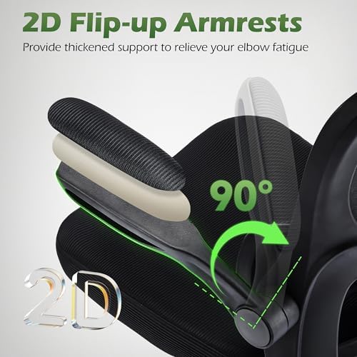 AreShark Office Chair Ergonomic Desk Chairs with Adjustable Lumbar Support& Headrest Hanger  High Back Breathable Mesh Chair with Wheels  Rolling Swivel Comfy Task Computer Chair for Home Work Gaming