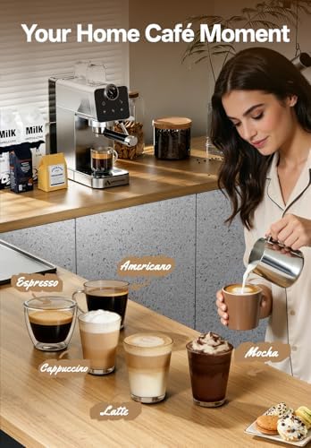 Arecovas Espresso Machine with Milk Frother  20 Bar Compact Coffee Machine with Touch Screen & 41oz Water Tank for Home Use  Stainless Steel Espresso Coffee Maker for Americano  Cappuccino  Latte