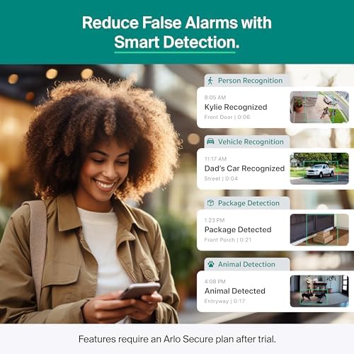 Arlo Essential Security Camera Wireless Outdoor 2K  3rd Gen  2025 Release    Battery Power  Person Recognition  Package Detection  Animated Preview  1 Month Trial of Secure Plan  2 Cam  White
