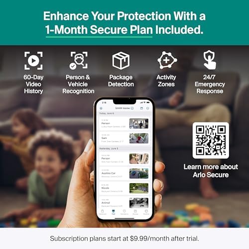 Arlo Essential Security Camera Wireless Outdoor 2K  3rd Gen  2025 Release    Battery Power  Person Recognition  Package Detection  Animated Preview  1 Month Trial of Secure Plan  2 Cam  White