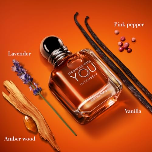 Armani Beauty   Stronger With You Intensely   Cologne for Men   Foug re Ambery Woody Men s Fragrance   Pink Pepper  Lavender  Vanilla Notes