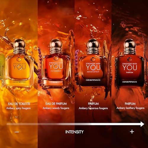 Armani Beauty   Stronger With You Intensely   Cologne for Men   Foug re Ambery Woody Men s Fragrance   Pink Pepper  Lavender  Vanilla Notes