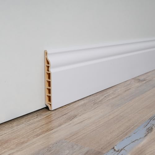 Art3d Wall Baseboard Molding Trim 8 Pack of 56 x 3 2 in   High Impact Polystyrene Skirting Board   Installed with Glue   White