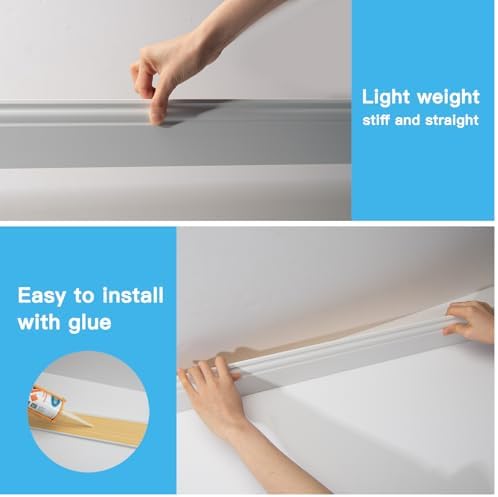 Art3d Wall Baseboard Molding Trim 8 Pack of 56 x 3 2 in   High Impact Polystyrene Skirting Board   Installed with Glue   White