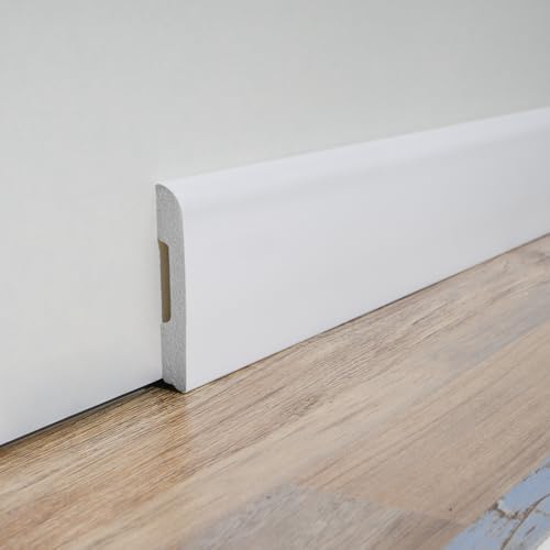 Art3d Wall Baseboard Molding Trim 8 Pack of 56 x 3 2 in   High Impact Polystyrene Skirting Board   Installed with Glue   White
